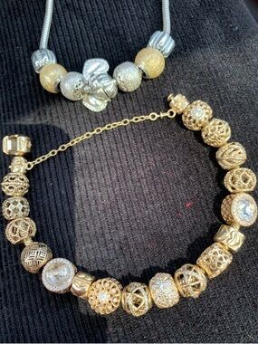 Pandora Gold-Tone Charm Bracelet with Sparkling Cubic Zirconia Accents